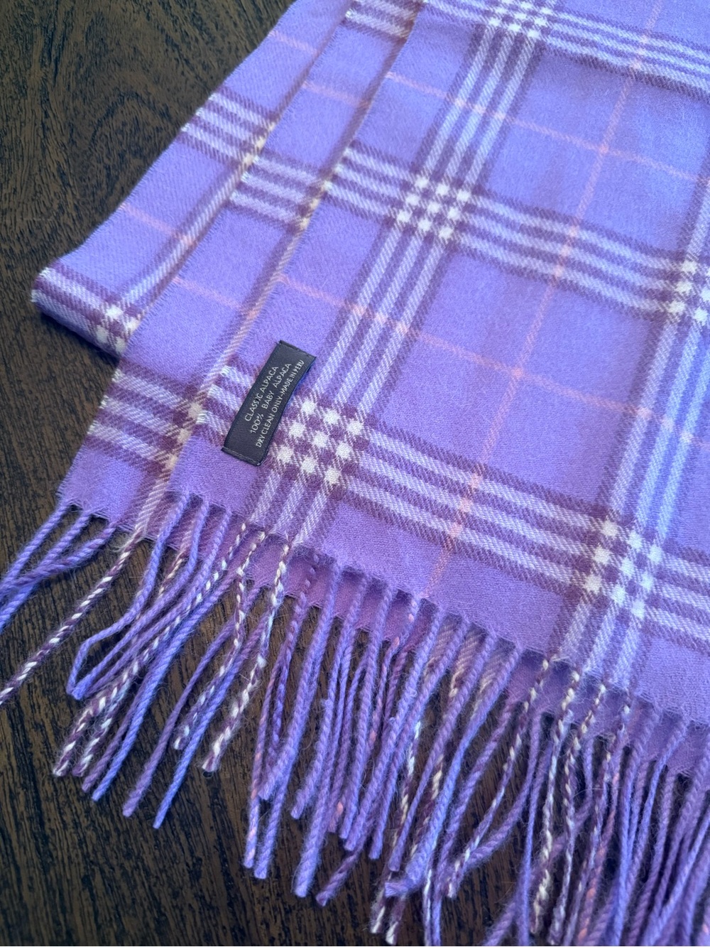 100% Alpaca Scarf -Violet Plaid
